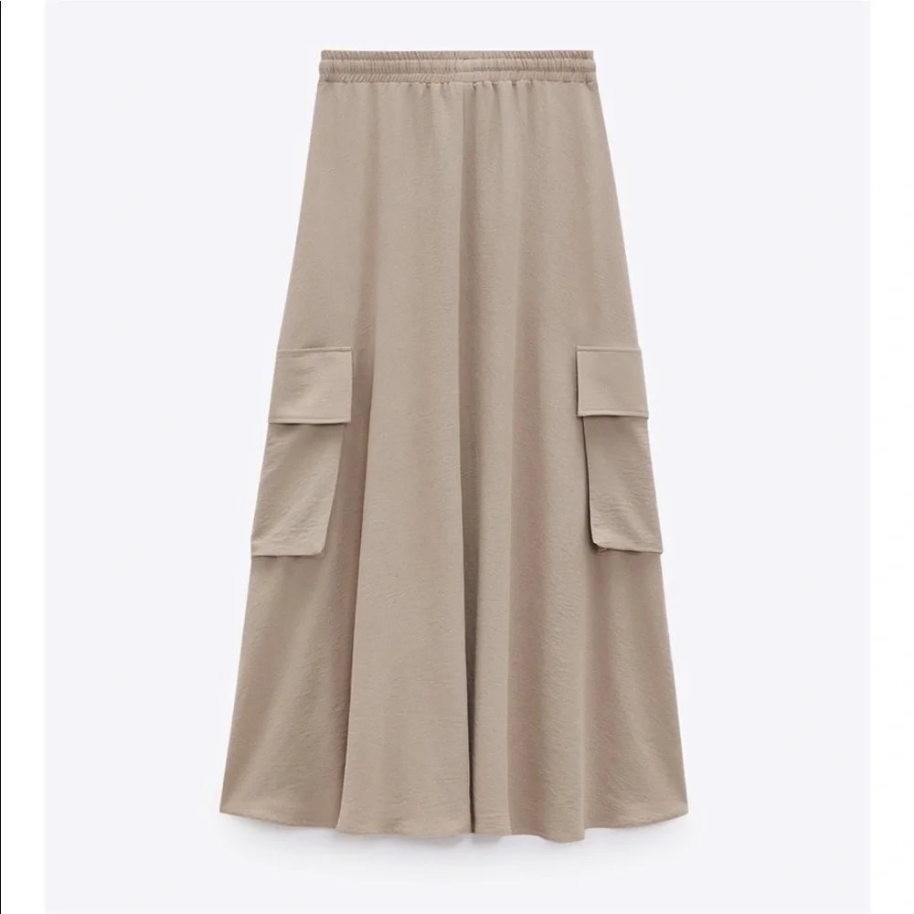 Tan super soft drawstring Zara Cargo skirt - Picture 3 of 4